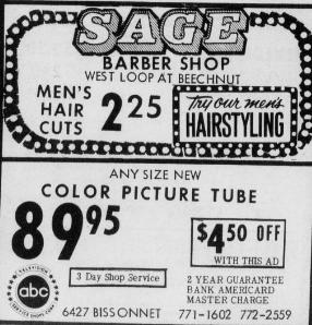 Sage & ABC TV Repair, 1971